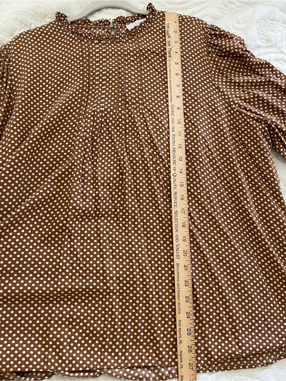 LOFT Brown Polka Dot Long-Sleeve Blouse - Picture 4 of 9